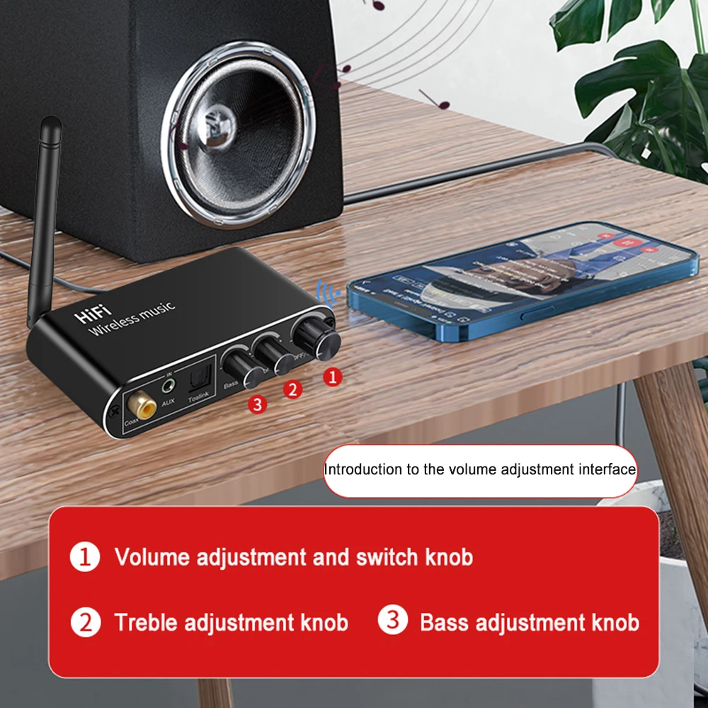 DAC Audio Decoding Digital Signals to Analog with Bluetooth-Compatible Optical Coaxial Audio Decoding Converter