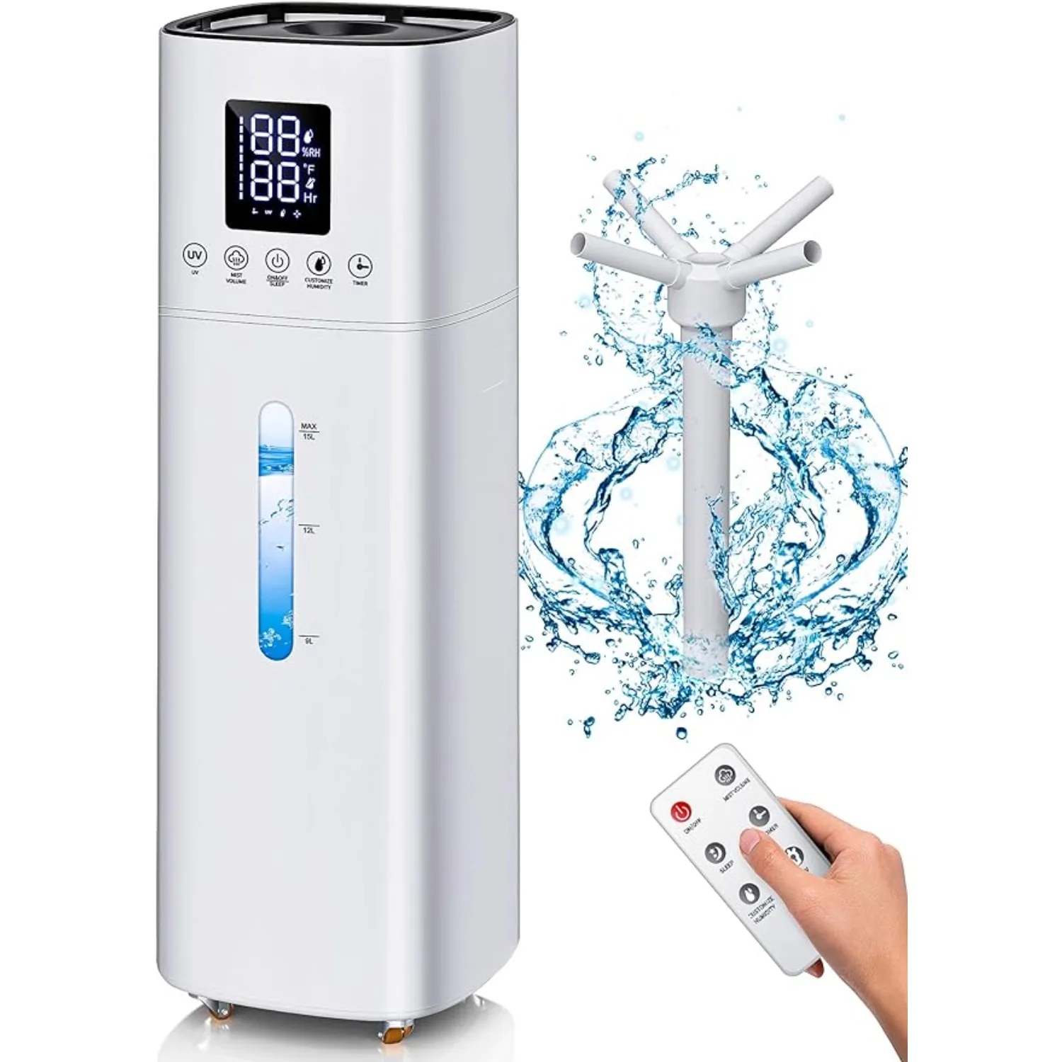 Humidifiers, 15L Wholehouse Humidifier for 2000 sq. ft, 600ml/h Cool Mist W/ Essential Oil Tray | USA | NEW