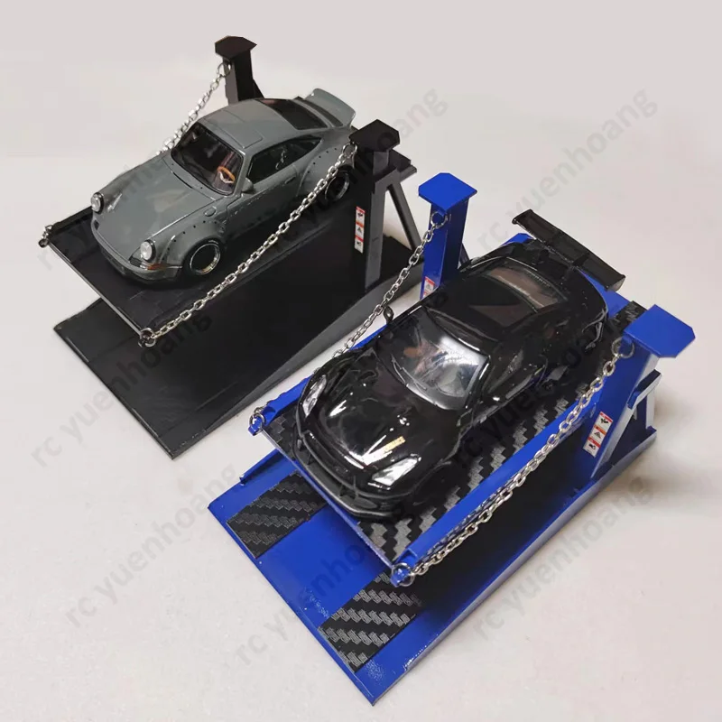 1PCS 1/64 Scale Double-deck Car Parking Lift Frame Handmade ABS Resin Static Model Garage Scene Decoration Fixed Vehicle Shelf