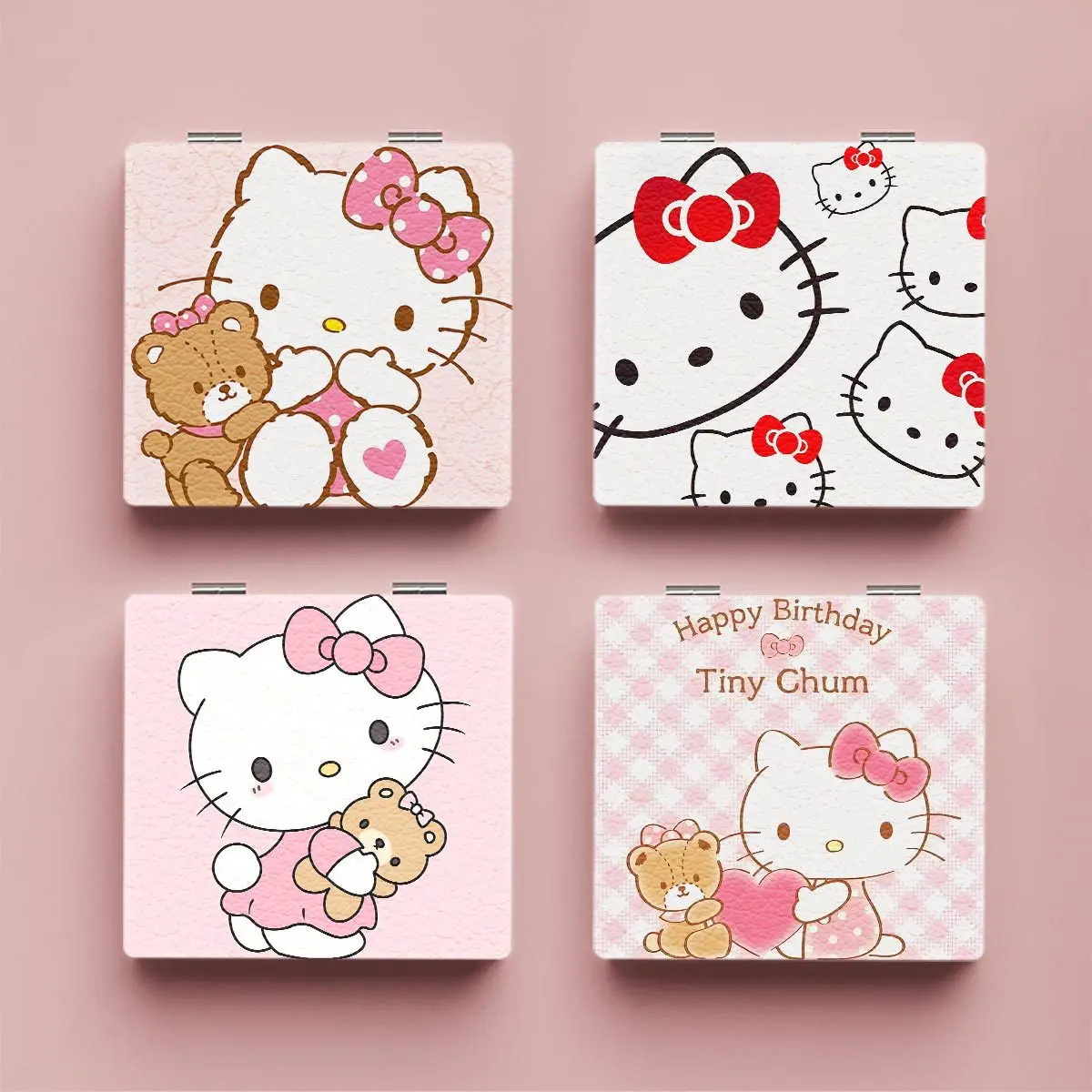 

Kawaii Sanrio Hello Kitty Foldable Makeup Mirror Portable Double-Sided Mirror Girl Pocket Mirror Student Dormitory Mirrors Gift