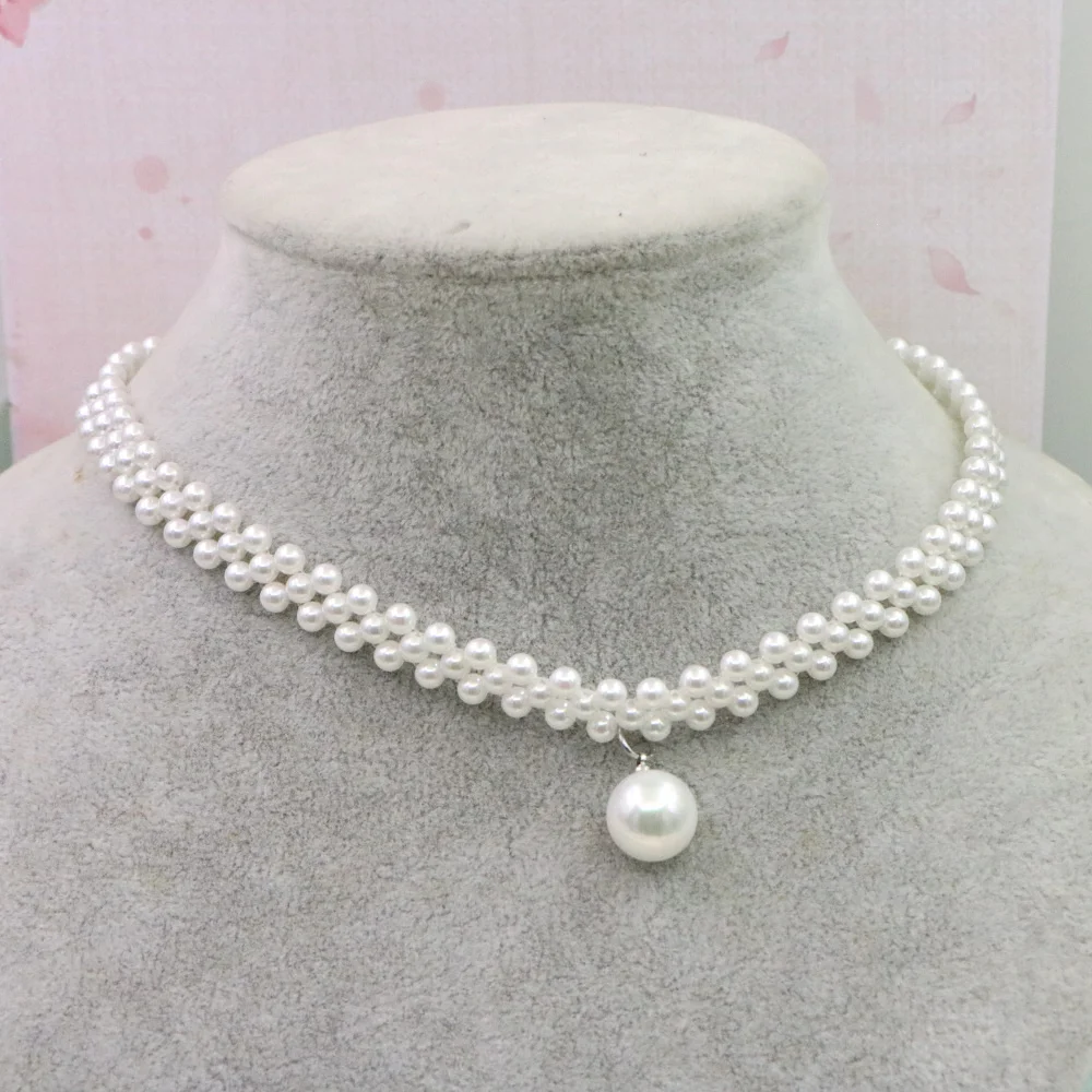 

High Quality Fashion Natural Shell Pearl Beads Collarbone Chain Pendant Charming Fine Bridal Dress Banquet Jewelry Accessories