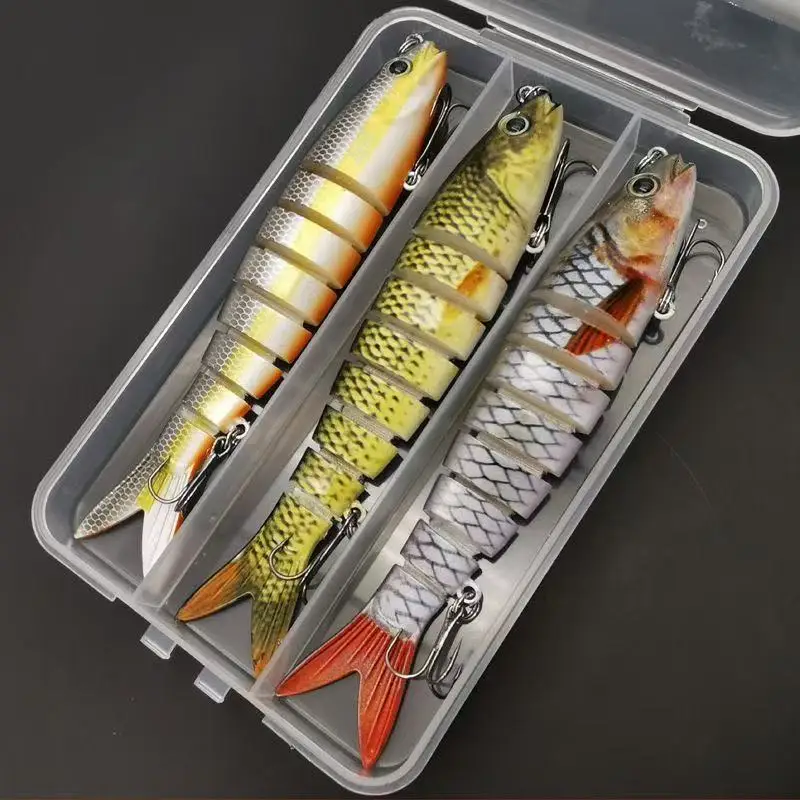 8 Segment Swimbait Fishing Lure 3pcs Set 135mm 19g Multi Jointed Slow Sinking Bionic 3D Eyes Fishing Bait Tool Fishing Tackles