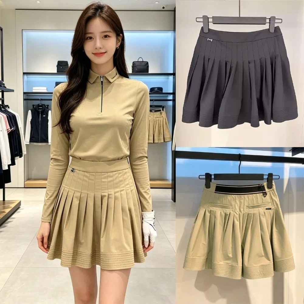 2026 Summer New Japan Korea Original Golf Solid Color Versatile Comfortable Anti-Exposure Quick Dry Breathable Women Skirt