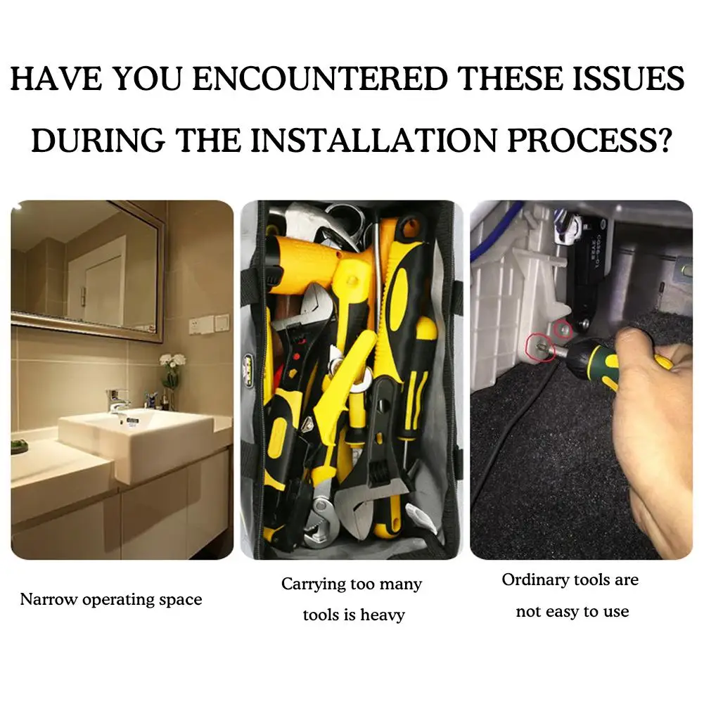 Multi-Function Basin Wrench Reinforced Plastic Sink Tool for Faucet Installation, Compact Design with Ergonomic Handle