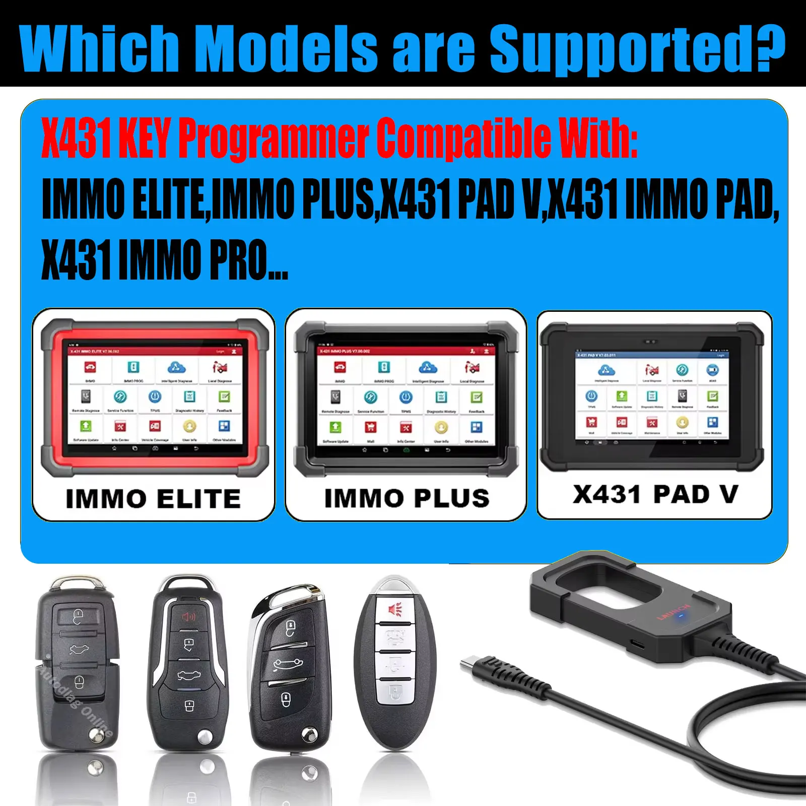 LAUNCH X431 Schlüsselprogrammiergerät IMMO-Programmierung funktioniert mit X431 Full Series PAD V/ IMMO PLUS/ IMMO ELITE mit 4 Smart Keys Set. – Detail 2