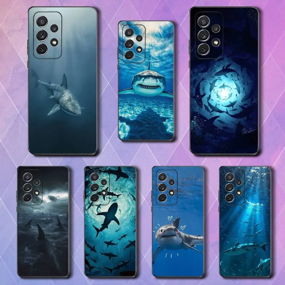 

Animal Shark Ferocious Phone Case For Samsung S25,S24,S23,S22,S21,S20,S10,Ultra,Plus,Lite,FE,Soft Silicone Black Cover