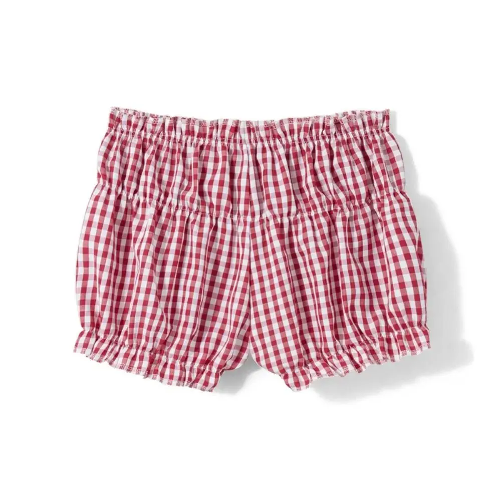 Kawaii Pumpkin Style Red and White Plaid Shorts Red and White Plaid Vintage Plaid Shorts Y2k Elastic Lolita Pettipants Lolita