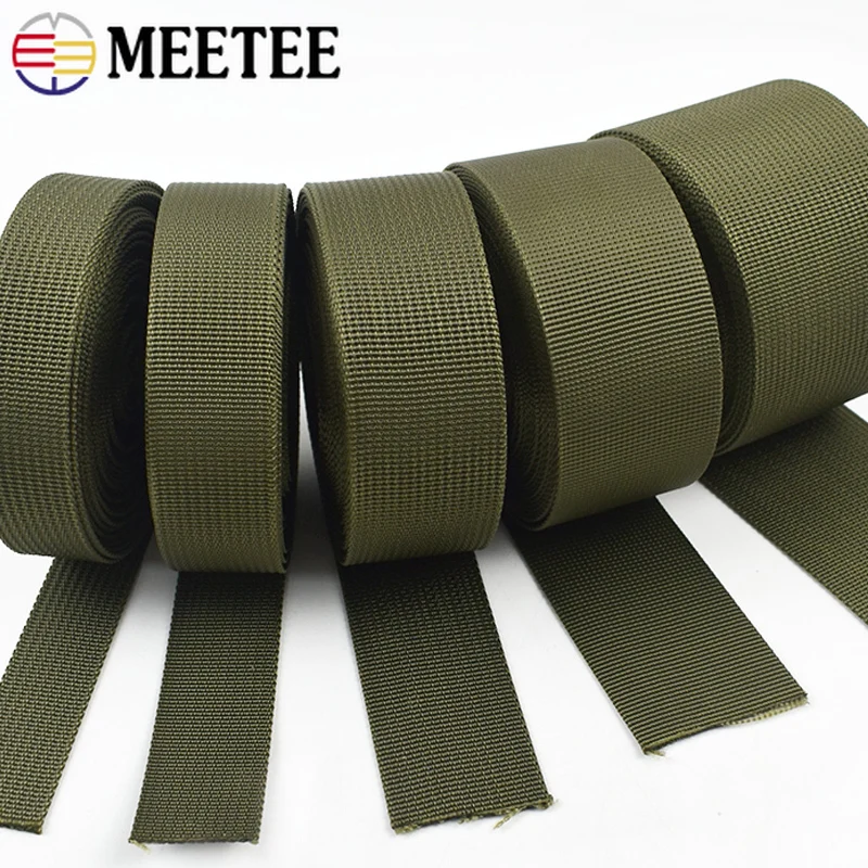 

5/10M Meetee 20-50mm ArmyGreen Nylon Webbing Strap for Bag Shoulder Ribbon Straps Seat Belt Luggage Band DIY Sewing Accessories