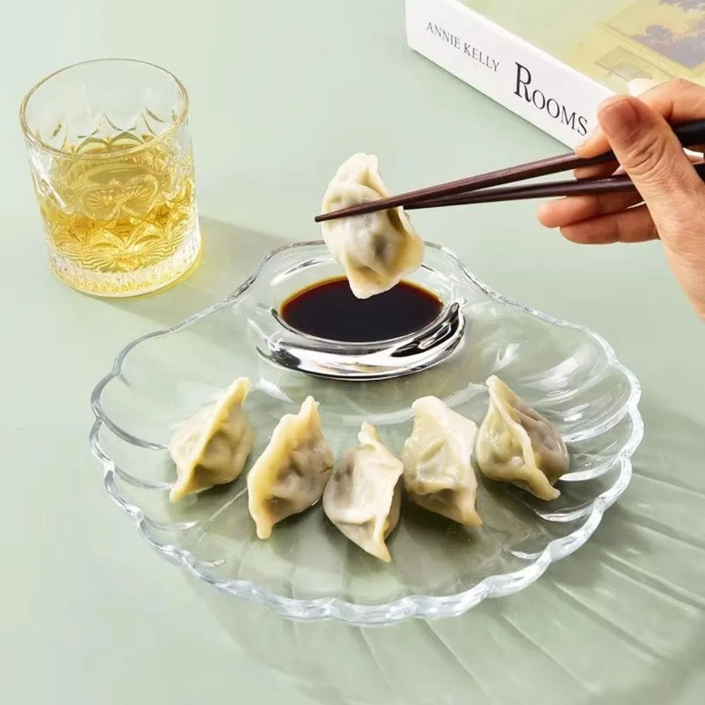 

Creative Shell-Shaped Dumpling Plate Dumpling Dish Vinegar Dish Dipping Sauce Compartment Divided Plate Fruit Plate
