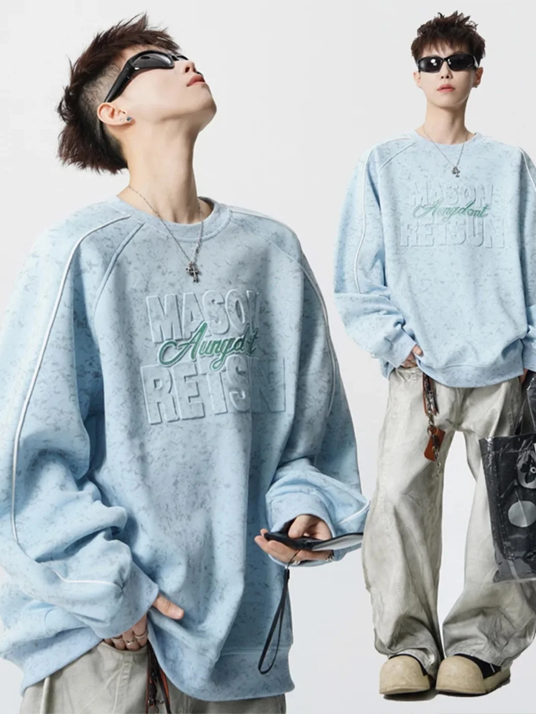 

Мужской свитшот American Sle Heavyweight Dyed свободного кроя с длинными рукавами и круглым вырезом, с принтом, повседневный топ для осеннего сезона