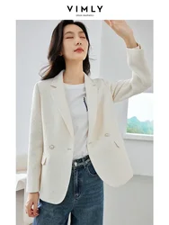 Vimly Apricot Tweed Blazers Spring Jacket Woman 2024 Elegancki płaszcz damski z długim rękawem i karbowanymi podwójnymi piersiami M2921