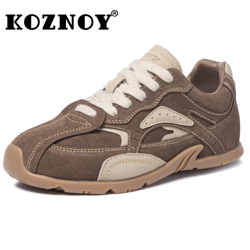 

Koznoy 1.5cm New Suede Cow Genuine Leather Spring Vulcanize Loafer Chunky Sneakers Platform Wdge Autumn Women Summer Flats Shoes