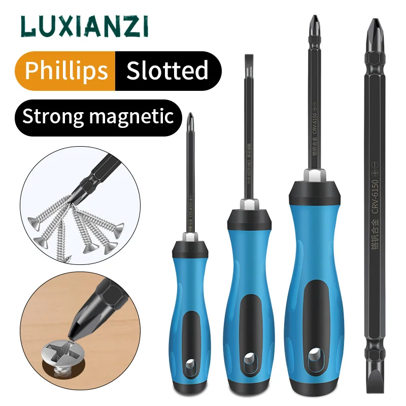 

LUXIANZI 1pc Double head Screwdriver Slotted Phillips Magnetic Bits For Household Multifunction Repair Hand Tools Screw driver
