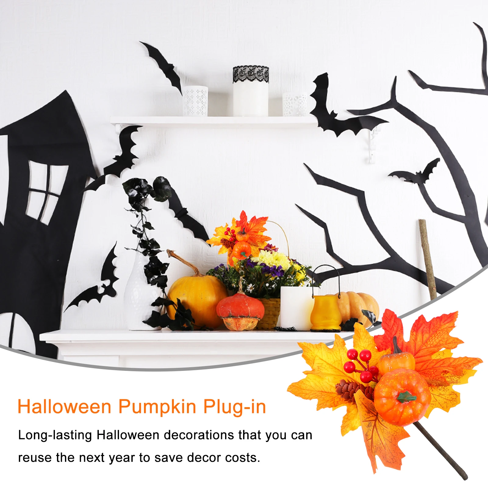 

2 Pcs Fall Crafts Simulation Pumpkin Decoration Halloween Plug-in Maple Leaves Autumn Props
