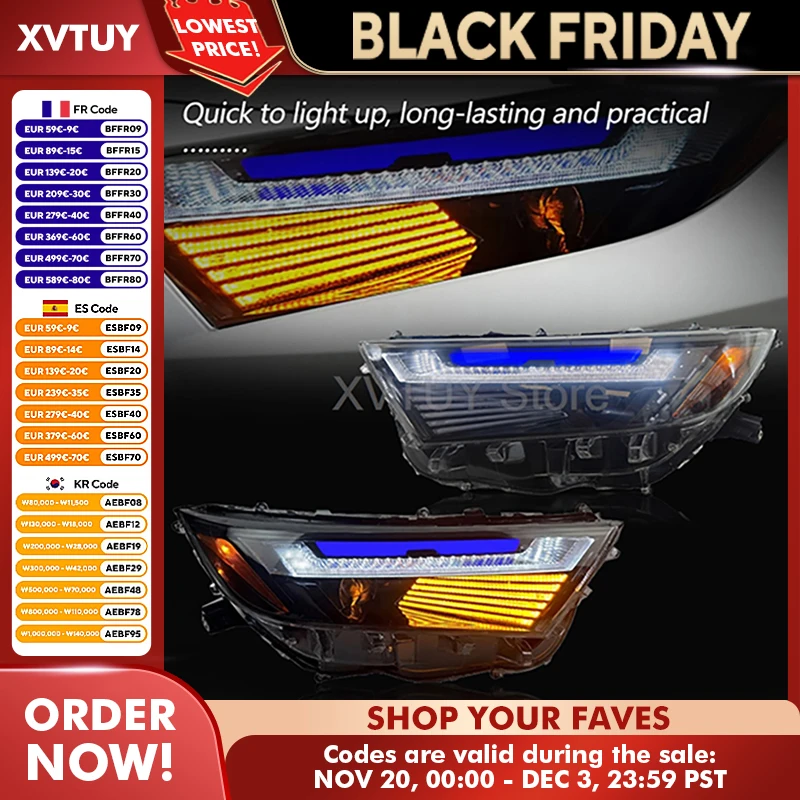 

Автомобильный Стайлинг фар для Toyota RAV4 2020 2021 2022 2023, обновление светодиодных фар DRL в сборе, автомобильные аксессуары