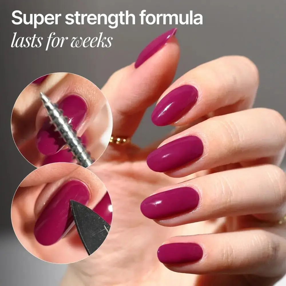 Gel Nail Polish Kit with UV Lamp - 2 Glazes, Base & Top Coat, Files, LED Lamp, Long-Lasting Glossy Finish