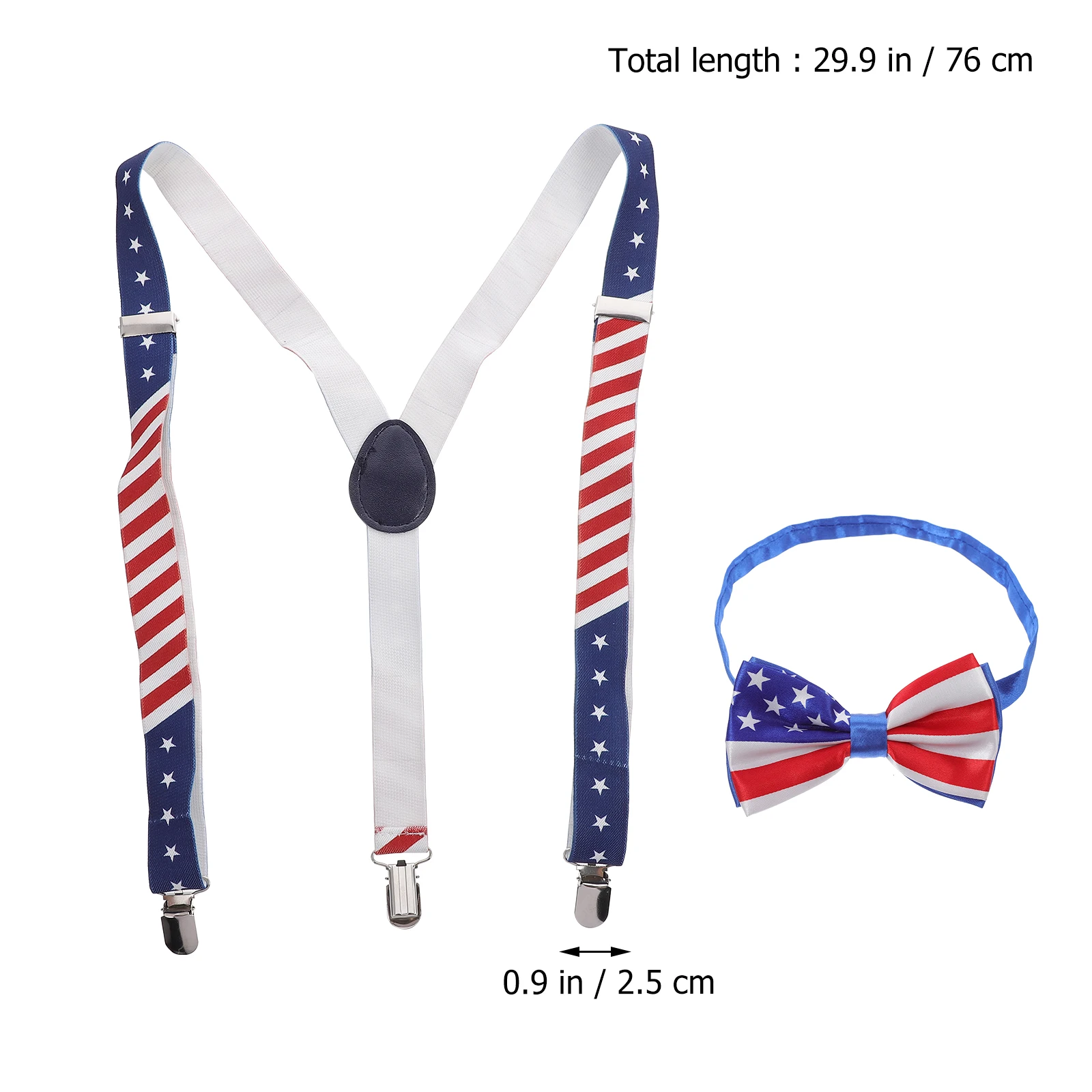 

1 set National Flag Suspender Bowtie Set Zinc Alloy Polyester Durable Party Costume Accessories Festival Celebration Suspenders