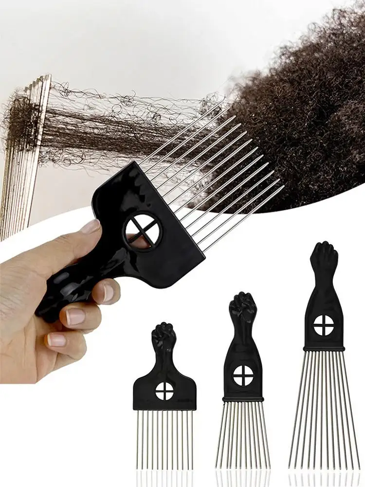 Peigne Afro pour Cheveux Africains, Brosse de Salon de Coiffure, Outil de Coiffure sans Moteur pour le Cuir oral elu, Soins Capillaires