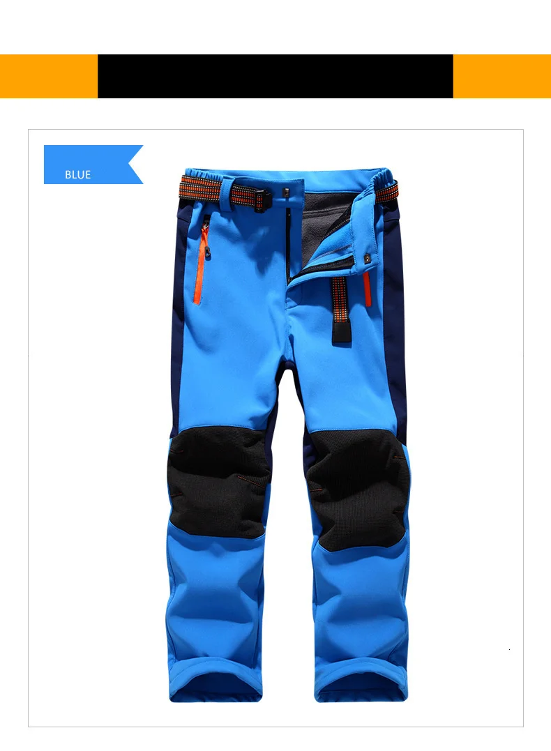 Wasserdichte Outdoor-Hosen für Kinder, warme Hosen, sportliche, winddichte Kletter-Leggings, Patchwork-Softshell-Outfits, Kinderbekleidung – Detail 8