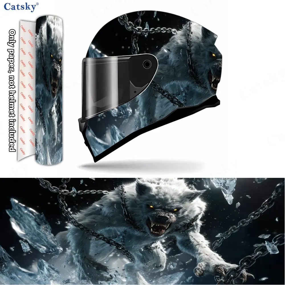 

Виниловые накидки на шлем «Ледяной волк» Wild Art, водонепроницаемые, устойчивые к царапинам наклейки на анфас, прочное украшение из ПВХ Prote