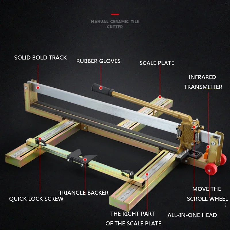 1pc  Push-Pull Brick Infrared Positioning Cutting Tool Ceramic Tile Cutter 600 Type All-Steel Manual Folding Ceramic