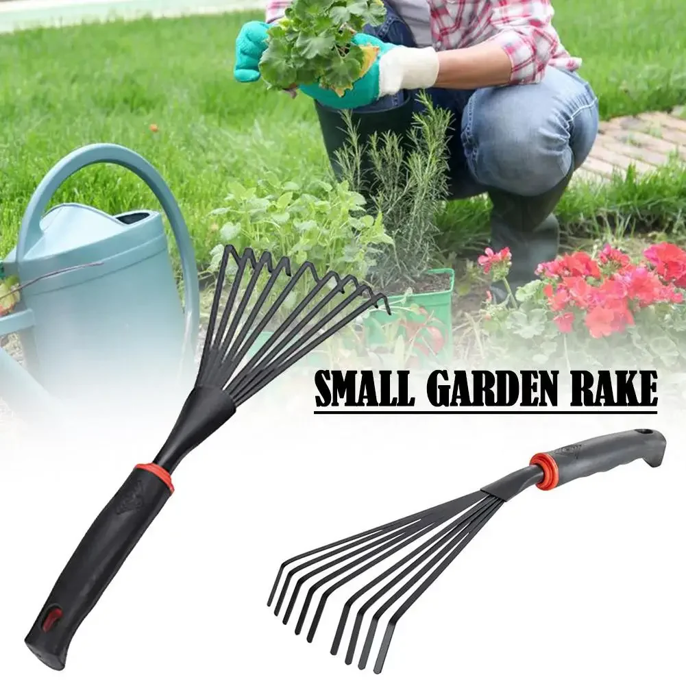 Garden Leaf Rake Hay Deciduous Farming Rake 9 Tooth Gardening Hand Rake Small Garden Rake Efficient Leaf Raking Tool