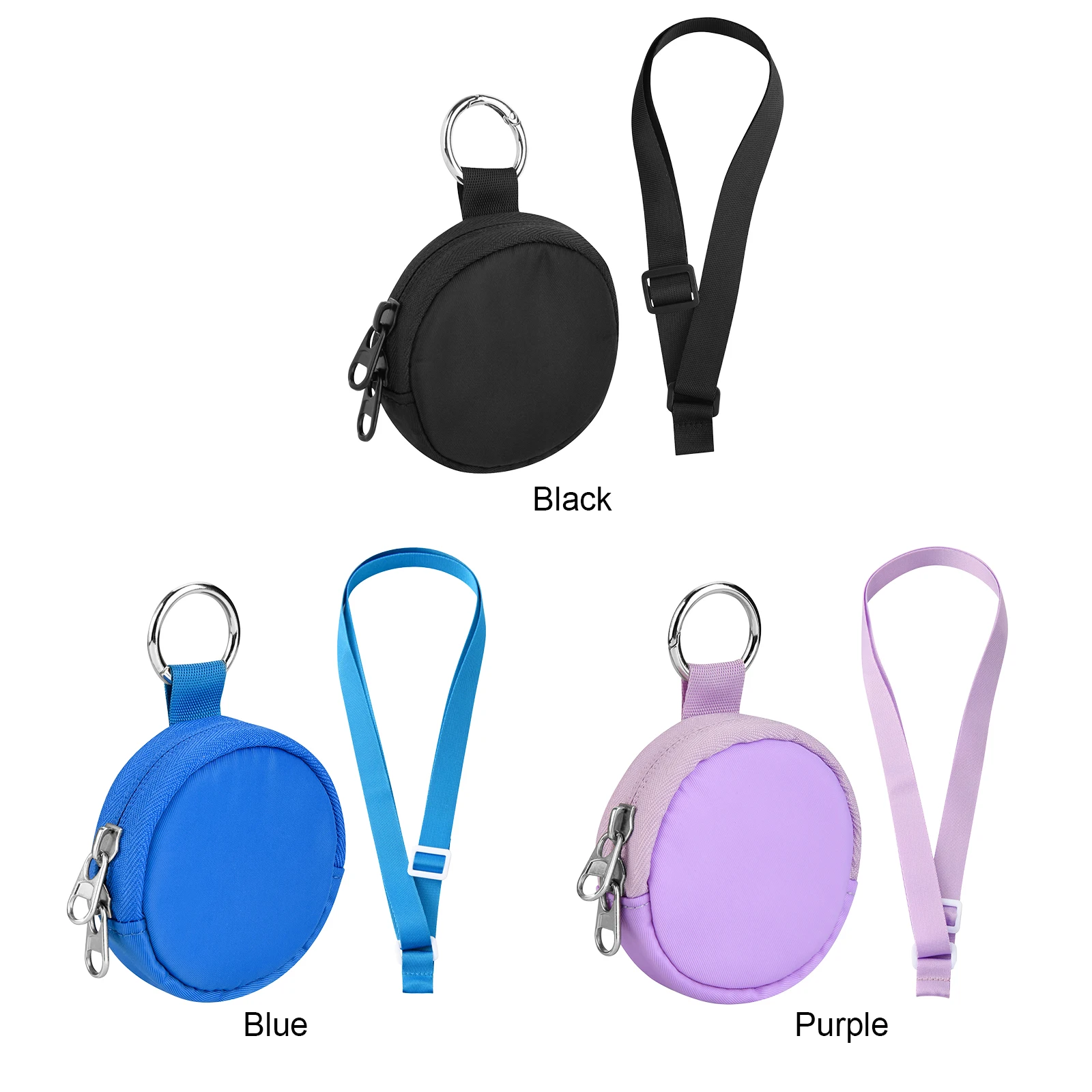 Game Accessory Storage Case for Pocket Monster Go Plus Nylon Dual Zipper Detachable Carabiner Neck Strap Pouch