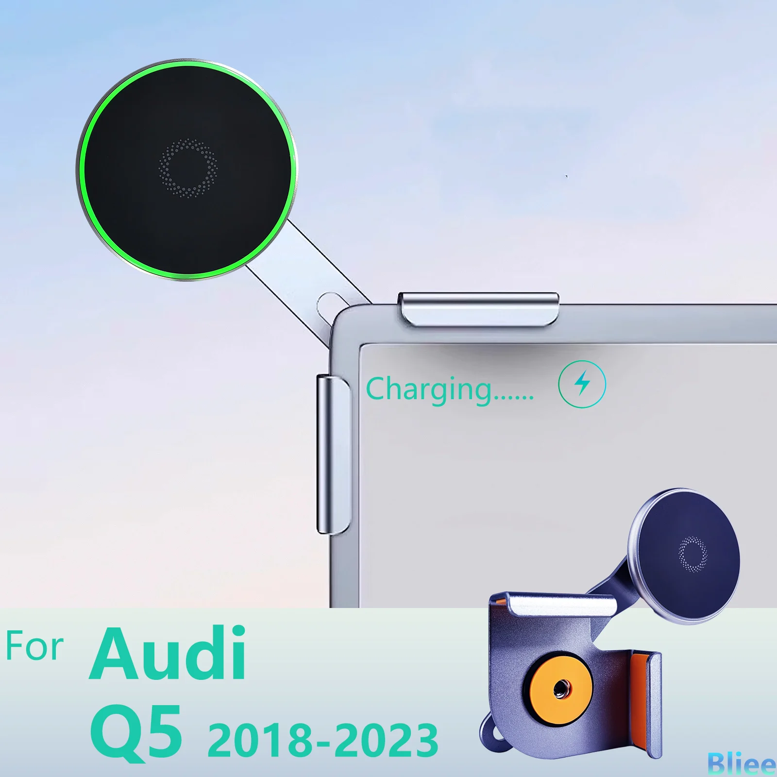 

Для Audi Q5 2018-2023 Магнитный автомобильный держатель для телефона Мультимедийный экран Фиксированная база Подставка для беспроводной зарядки MagSafe Крепления для мобильных телефонов