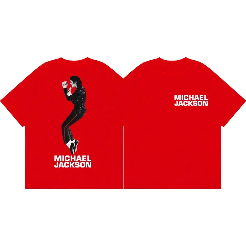 90's Michael Jackson Double Sided Print T-shirt Harajuku Rock Style Short Sleeve T Shirts Men Women Kids Cotton Casual T-shirts