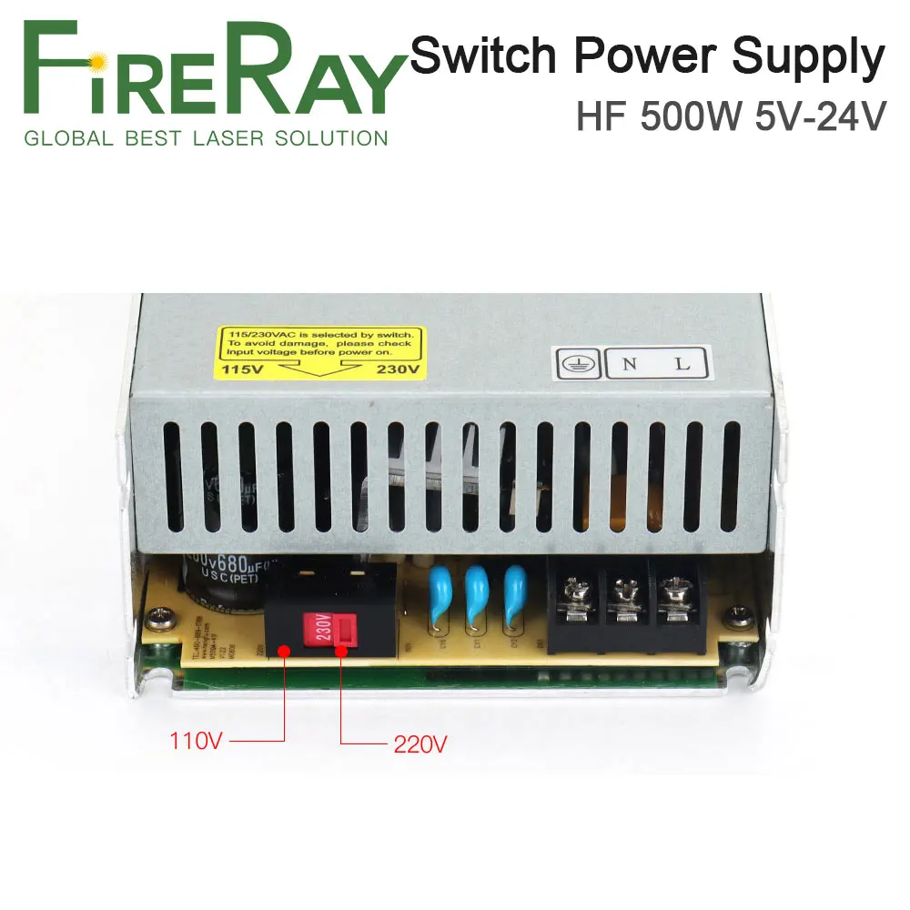 Imagem -05 - Saída Tripla 24v15a 15v5a 5v5a da Fonte de Alimentação Hf500w-qv-a do Interruptor de Fireray para a Máquina da Marcação do Laser