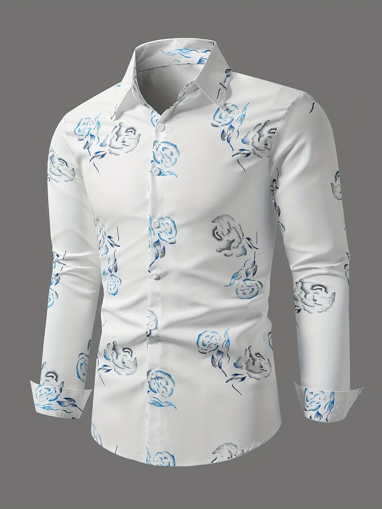 

Plant Butterfly 3D Printed Lapel Mens Long Sleeve Shirt Slim Button Party Dress Shirt Athletic Casual Fashion Comfortable Top