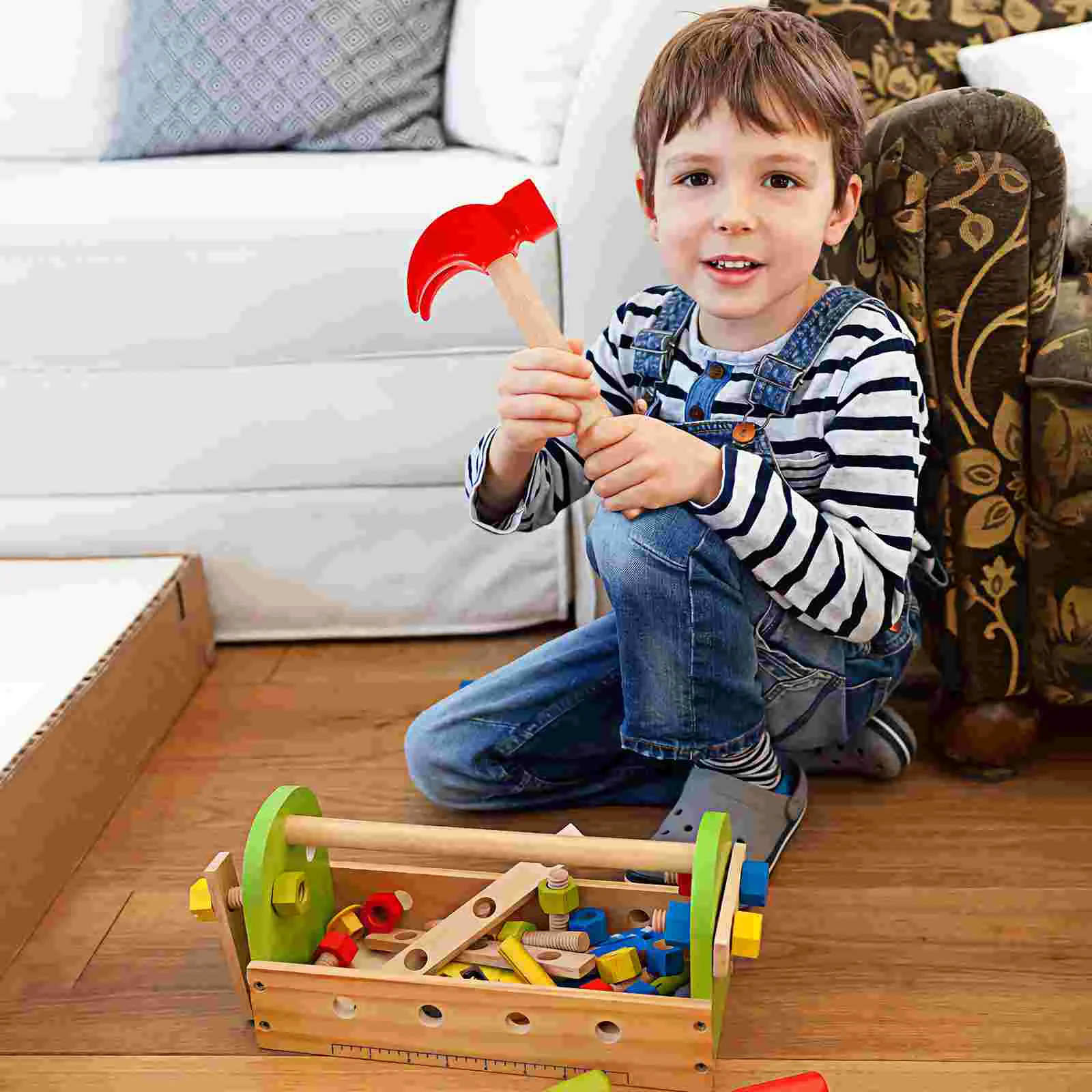 3 Pcs Wood Hammer Toy Maintenance Bulk Toys Kids Toddler for Boys with Wooden Handle Educational Music Simulation