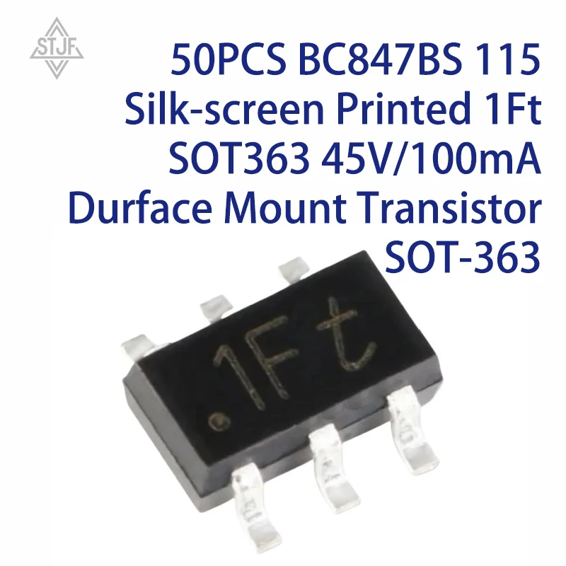 50PCS BC847BS 115 Silk-screen Printed 1Ft SOT363 45V/100mA Durface Mount Transistor SOT-363