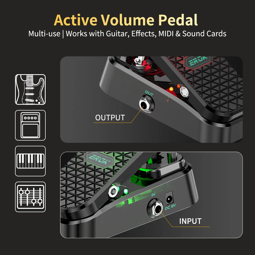 EROK MP-6 2-in-1 Wah Volume Pedal Electric Guitar Custom RM-Type Inductor Pure Analog Tone Active Volume 23° Stroke view 6