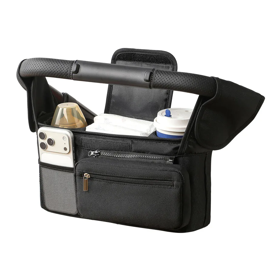 Baby Stroller Organizer Hanging Bag, Large Capacity Mommy Bag With Bottle Storage, Detachable Pouch For Pram Stroller Accessorie
