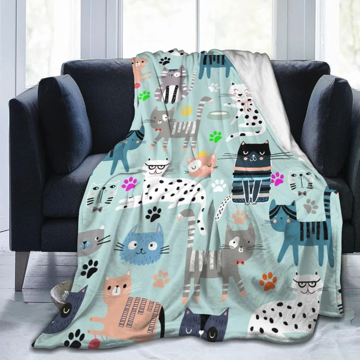 Cat Blanket Super Soft Flannel Throw Blanket Dog Gifts for Animal Lovers Cozy Lightweight Blankets for Women Kids Adults