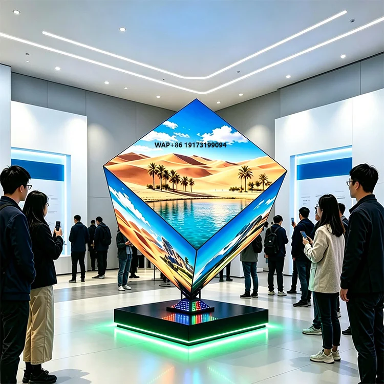 Waterproof Sunlight Readable 360 Viewable Creative Advertising Sign 4-6 Sides Available LED Cube Display for Indoor/Outdoor