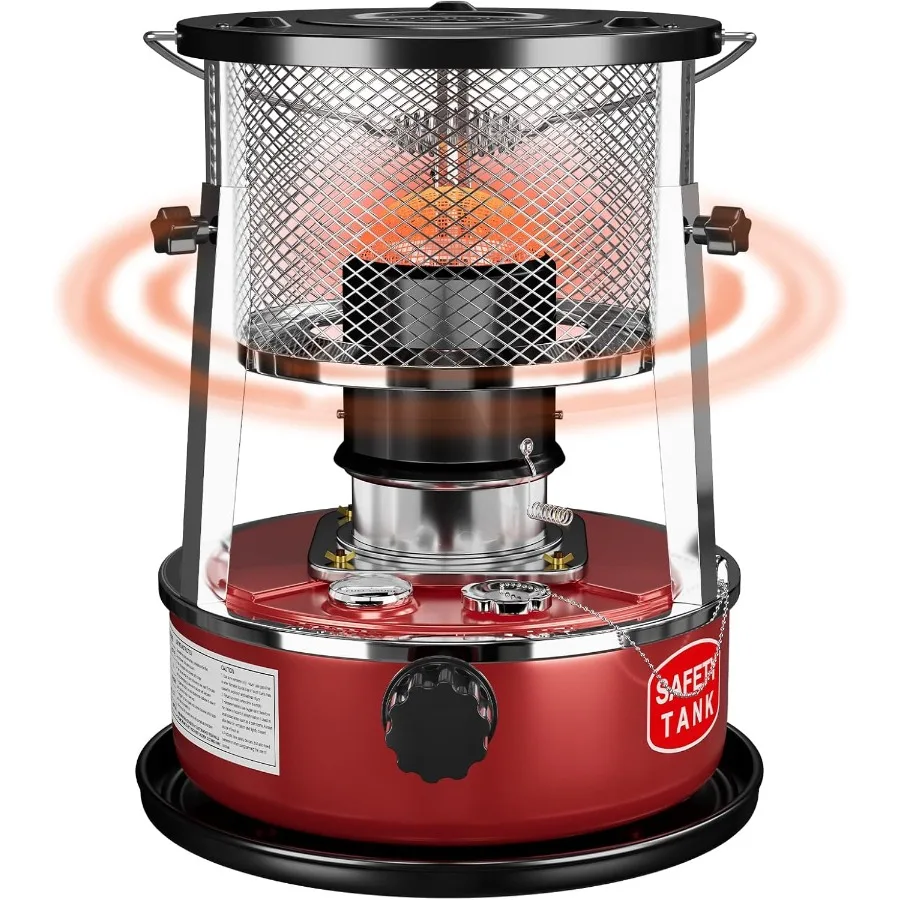 

Portable 9000 BTU Red Kerosene Heater for Indoor Outdoor Use Adjustable Height Non Electric Heater for Camping Cooking Garage E