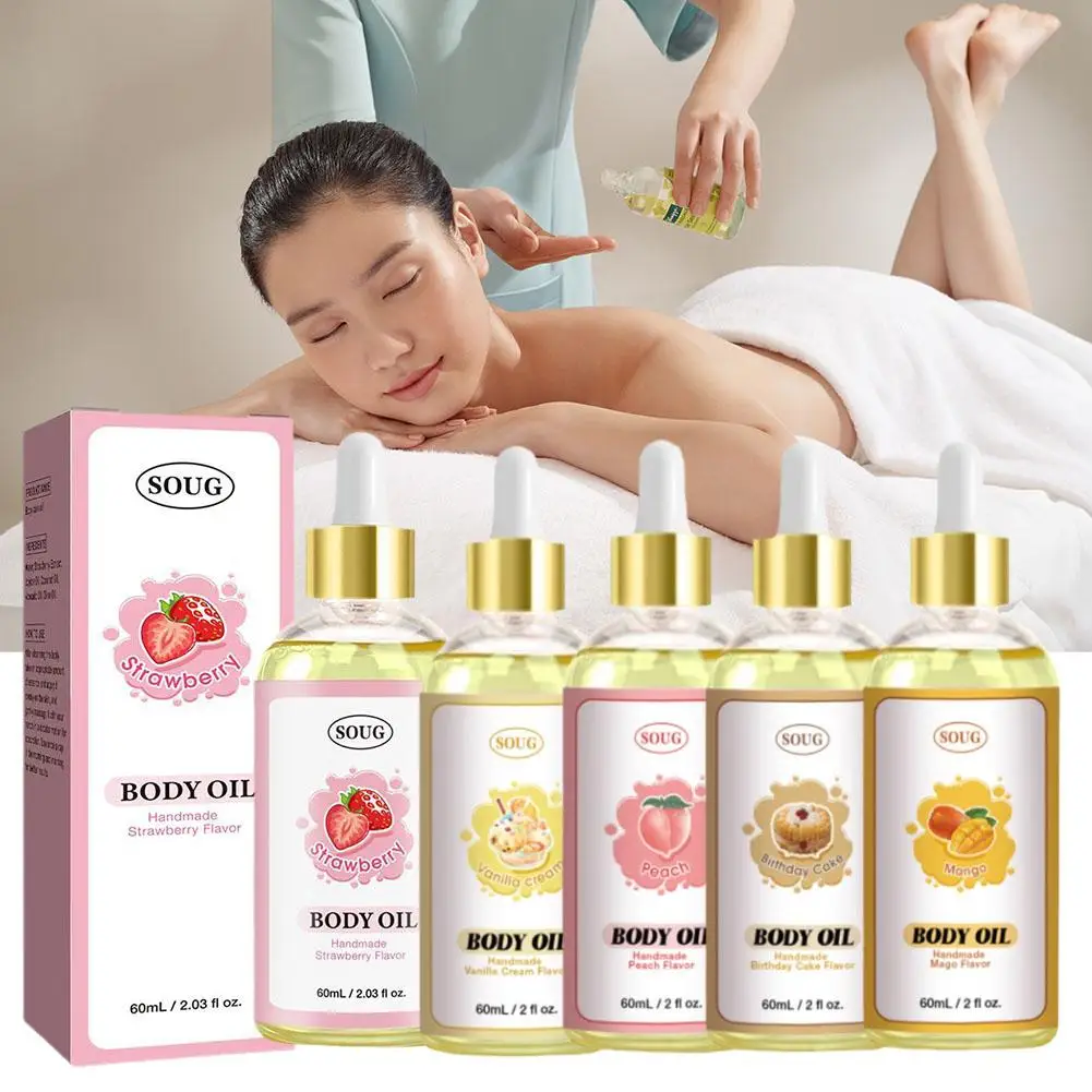 Body Massage Oil Dark Spots Remover Moisturizing Smoothing Body Juice Massage Fragrance Scented Natural Strawberry Oil Oil C0A4