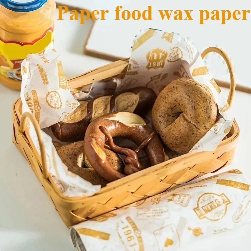 50PCS/1Lot Wax Paper Food Wrappers Wrapping Paper Food Grade Grease Paper for Bread Sandwich Burger Oilpaper Baking Tool baking