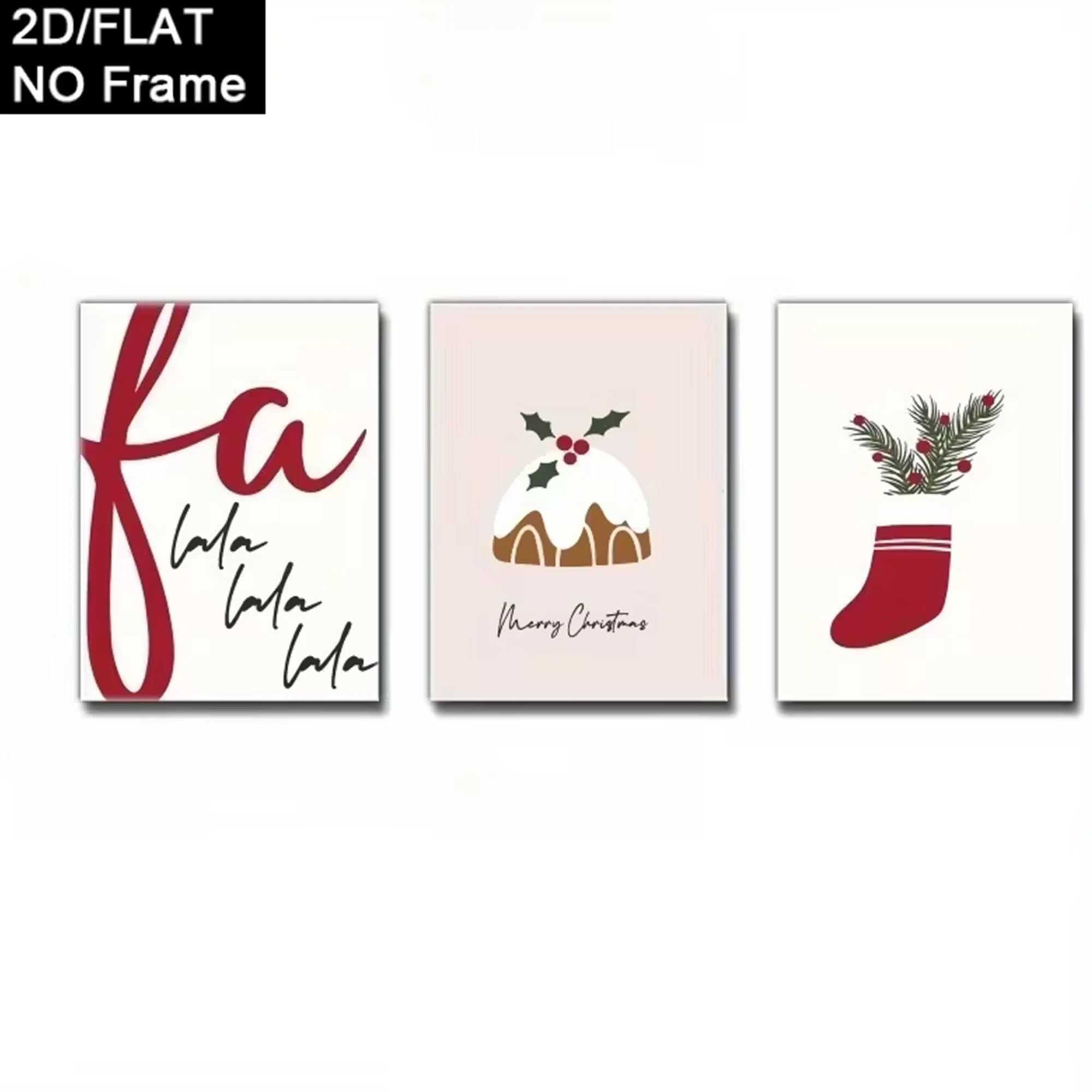 3pcs Retro Minimalist Christmas Stocking Wall Art Print Canvas Painting Poster Picture For Living Room,Bedroom Home Decor