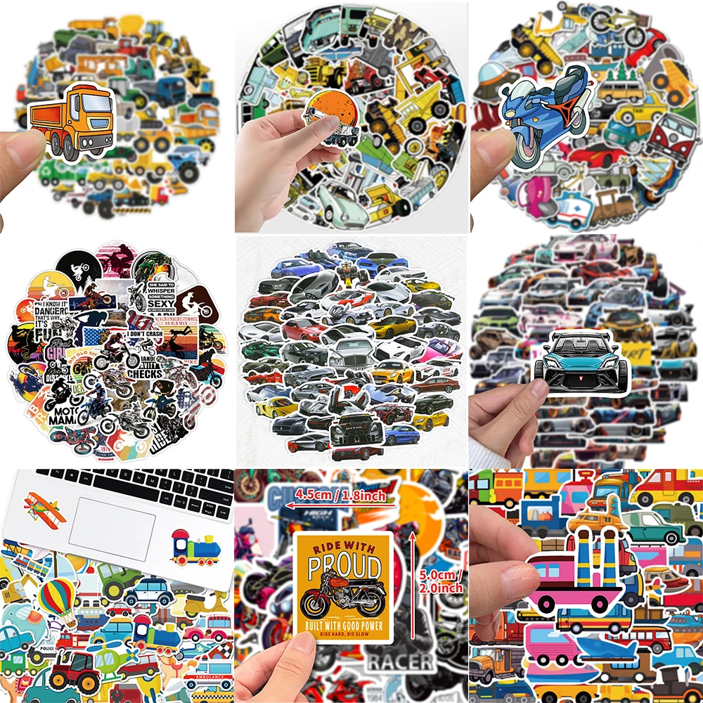 10/30/50PCS Cartoon Vehicle Stickers Series Creative Graffiti DIY Cup Stationery Laptop Notebook Skateboard Decoration Wholesale