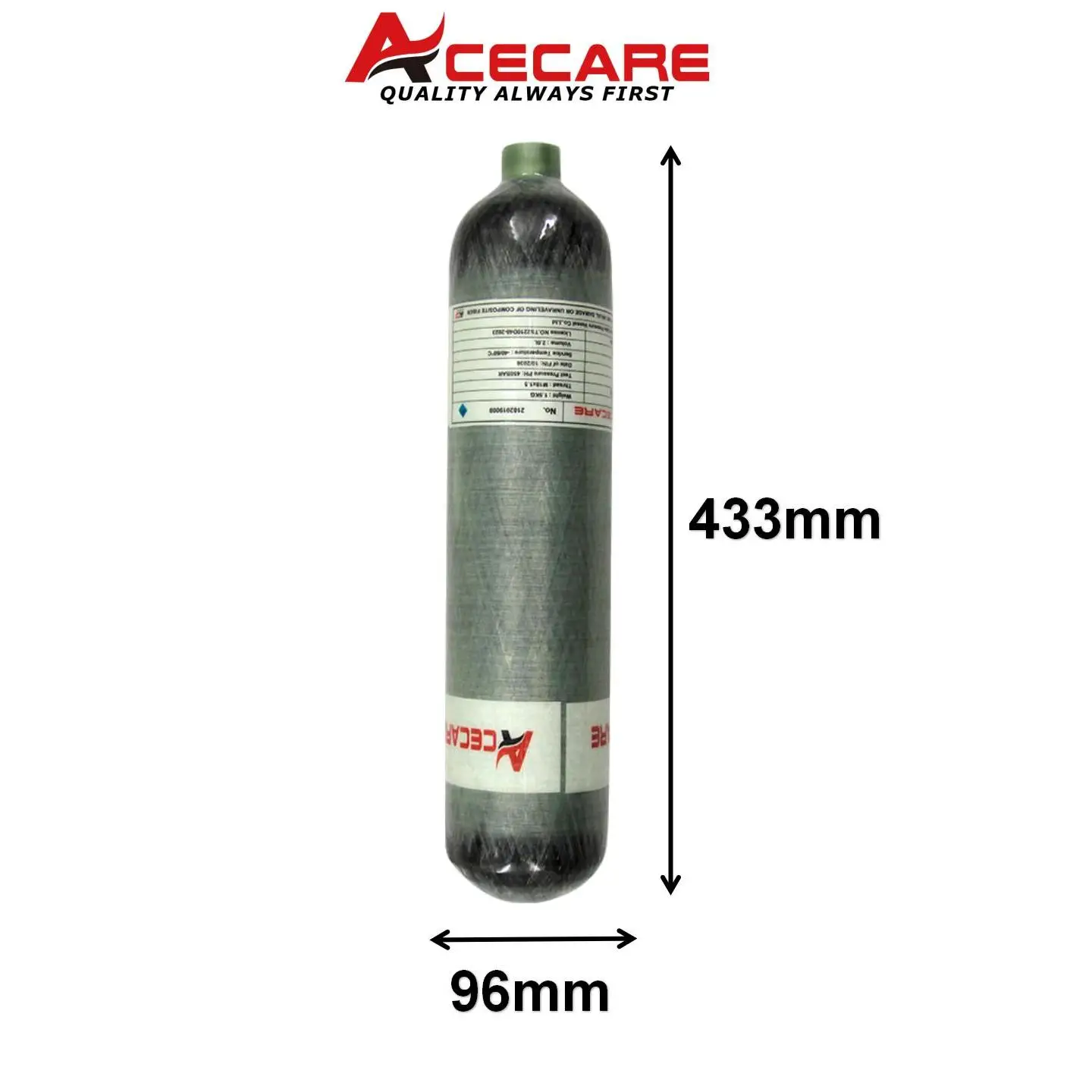 ACECARE 4500Psi 300Bar 30Mpa 6.8L/3L/2L أسطوانة ألياف الكربون خزان الضغط العالي HPA زجاجة الهواء للغوص الغوص M18 * 1.5