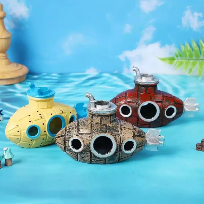 الغواصة ثلاثية الأبعاد الراتنج حوض للأسماك ديكور الأسماك الروبيان المأوى كهف هدية عيد ميلاد مثالية ديكور مكتب المنزل خزان الأسماك #3