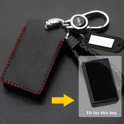 Imagen 2 del producto Funda de cuero genuino hecha a mano para llave de coche Volvo EX30, cubierta decorativa remota, llavero, soporte de anillo, accesorios interiores