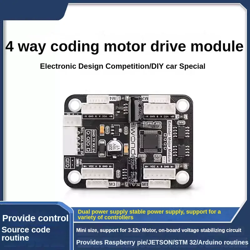 4 Weg Gecodeerde Motor Aandrijfmodule Aan Boord Spanningsstabiliserende Circuit Motor Controle Slimme Auto Gewijd Aan Diy Elektrische