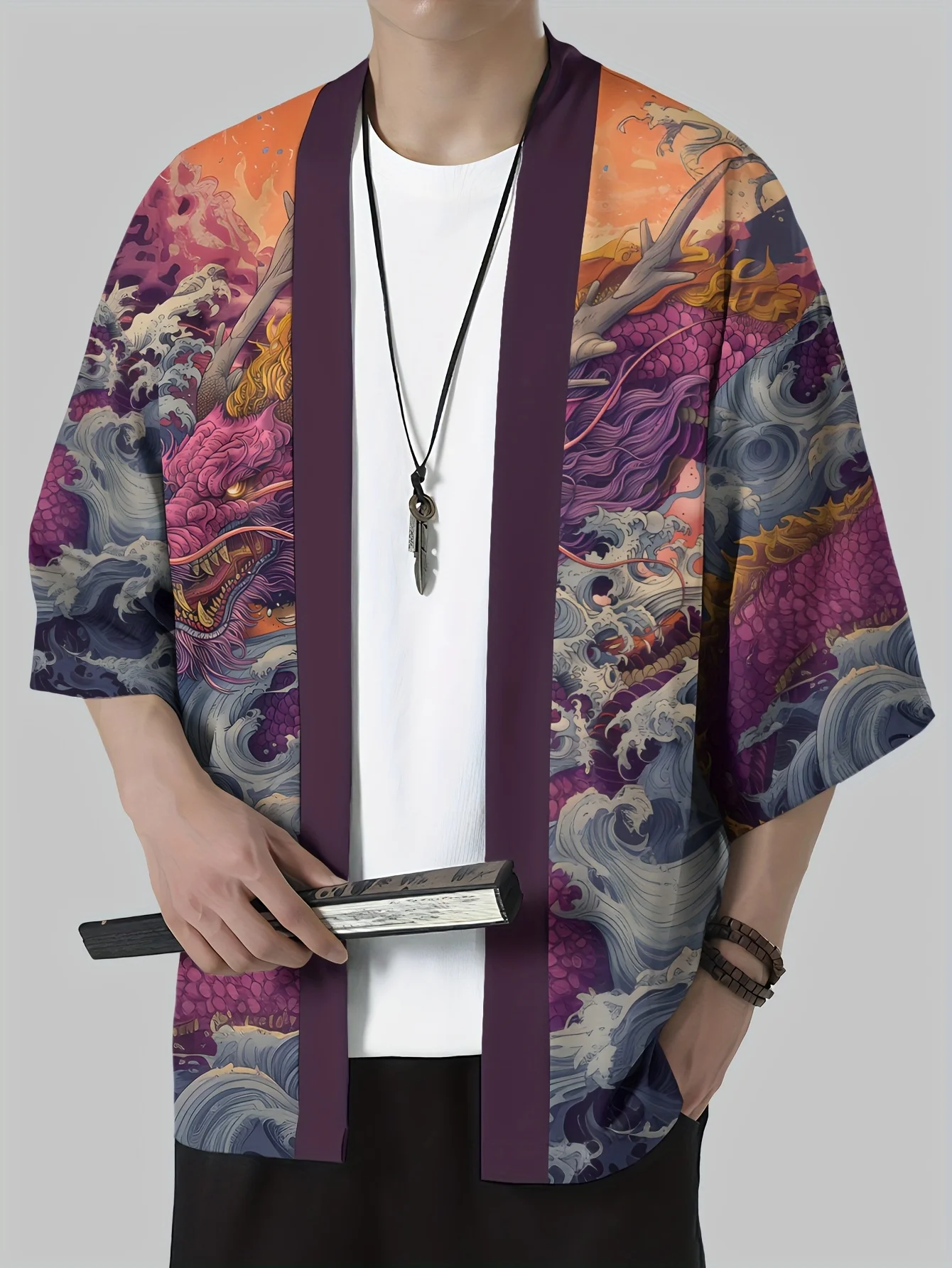 2025 Japanese Kimono for Men Traditional Japanese Relief Culture  Printed Robe Yukata Japanese Clothing Casual Loose Kimono