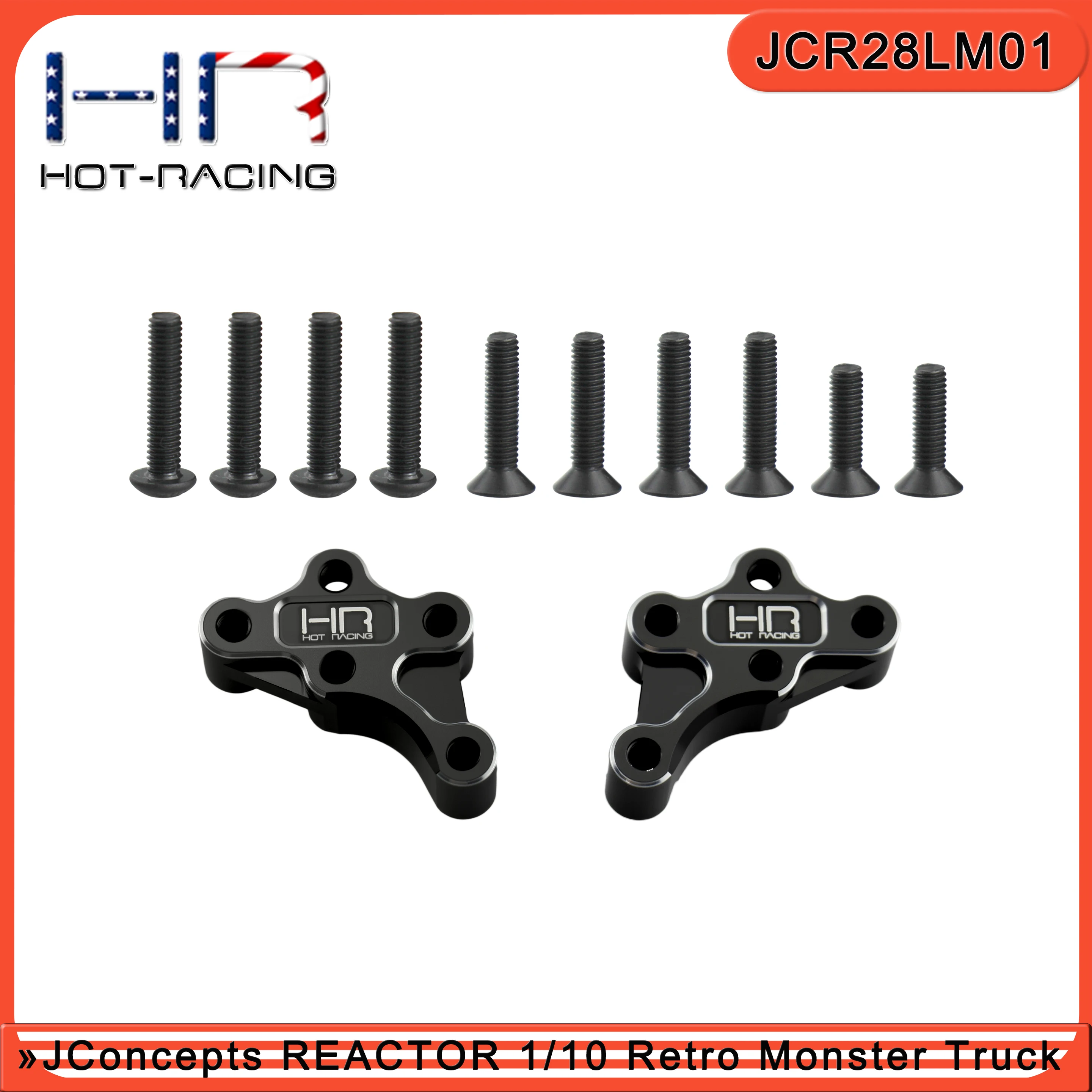 Hot Racing JCR28LM01 Black Alum Lower Shock Mount Set Rep JCO9084 for JConcepts Reactor MT (L/R Pair)
