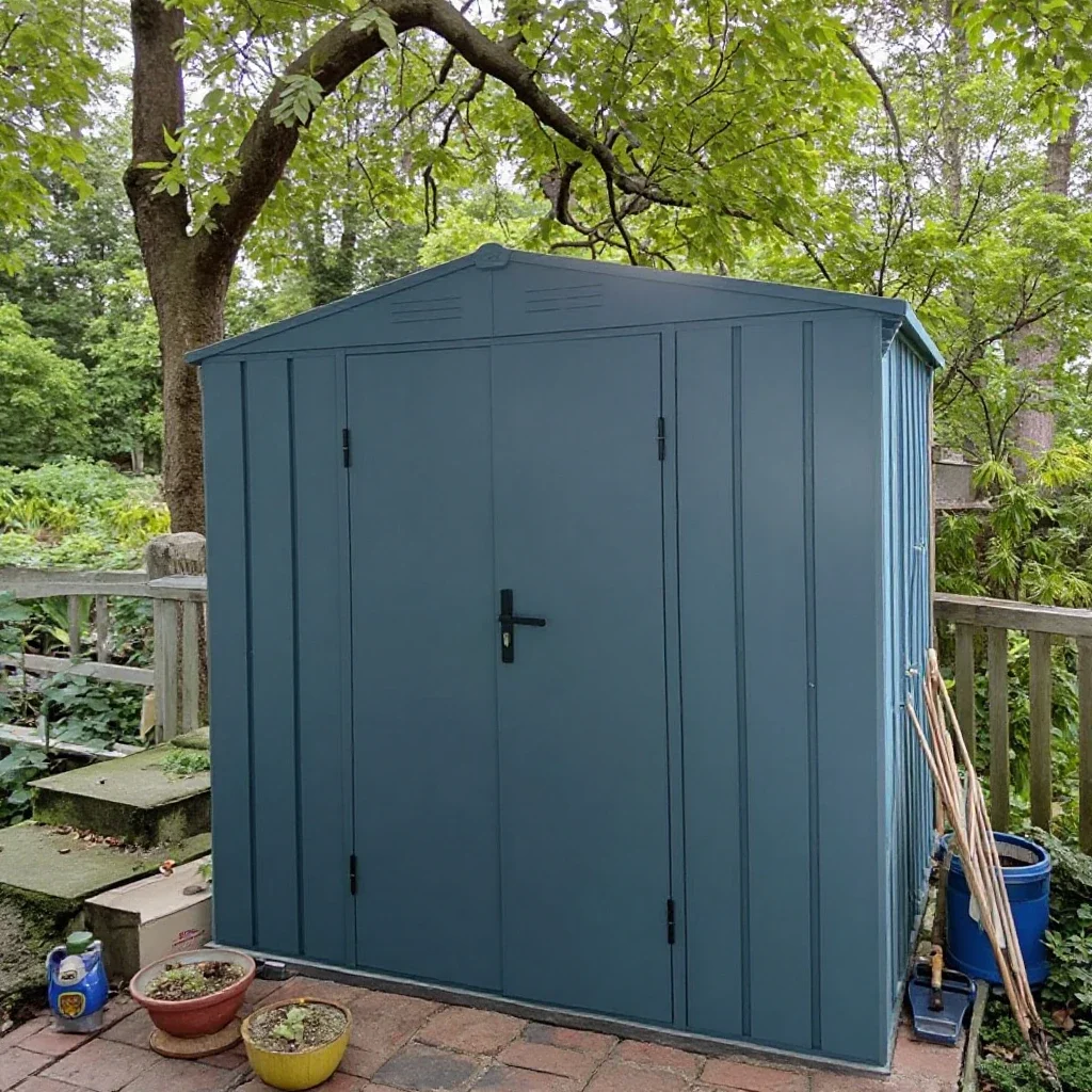 

2026 Eco-Friendly Outdoor Storage Shed Durable Aluminum Frame with Wood Easy Assembly Backyard Garden Tool Storage Use