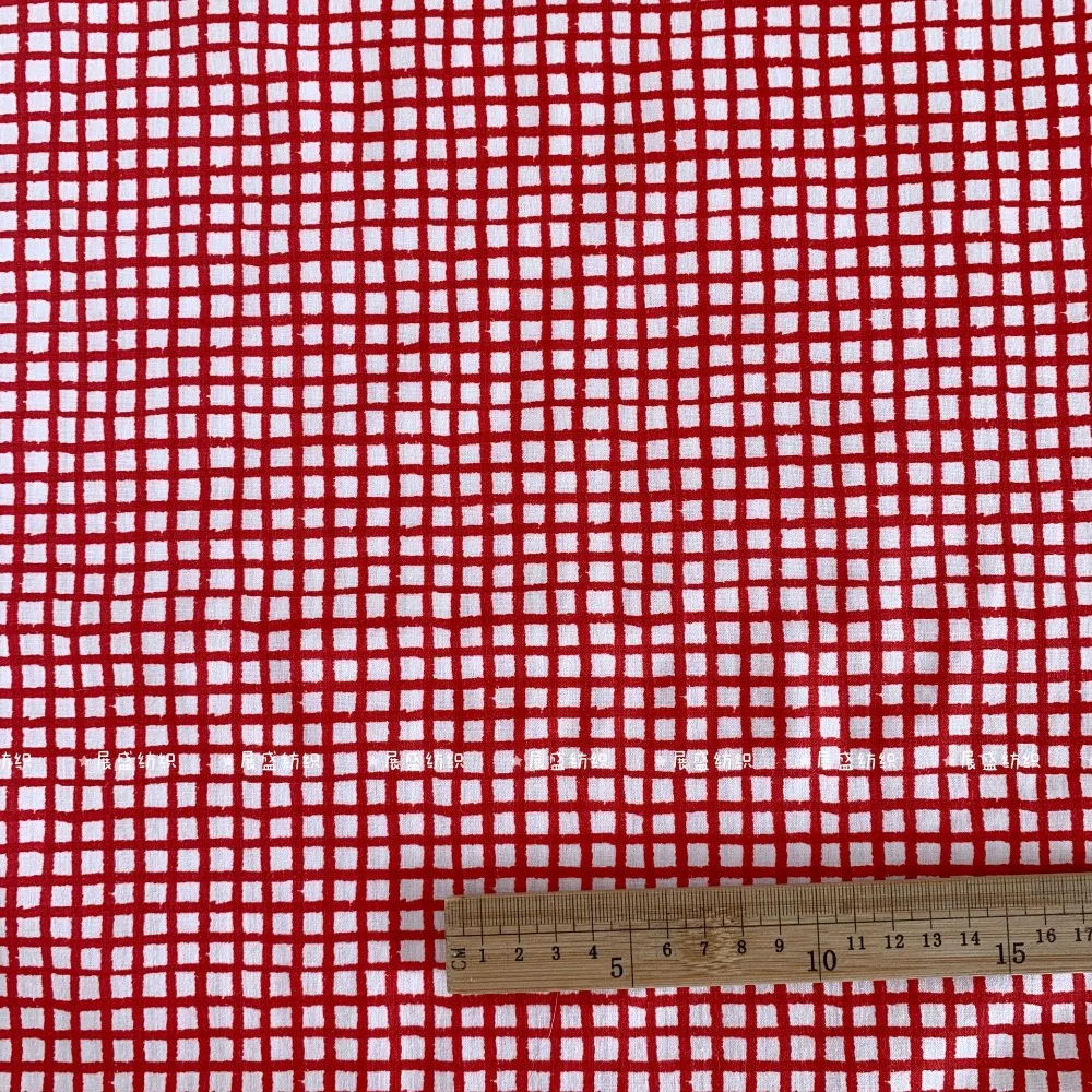 145x50cm 40s Reiner Baumwollstoff Rot mit Blumen-, Karo-, Punkten- und Sternenmuster für DIY Kinderkleidung, Taschen, Puppenkleider, Nähstoff – Detail 11